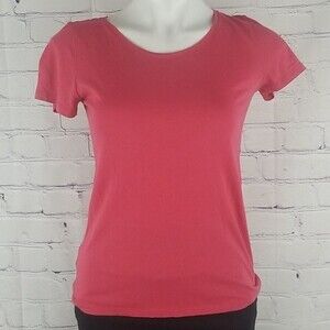 Ann Taylor pink scoop neckline tshirt size small